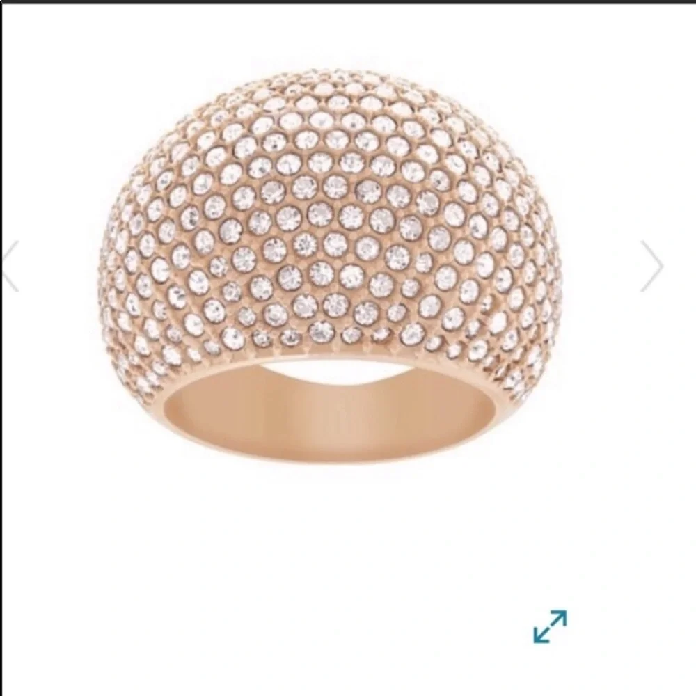 Swarovski Rose Gold Dome Ring with Clear Crystals